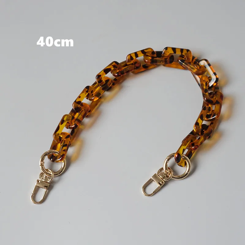 New Fashion Woman Handbag Accessory Chain Amber Leopard Acrylic Resin Chain Luxury Strap Women Clutch Shoulder Purse Chain