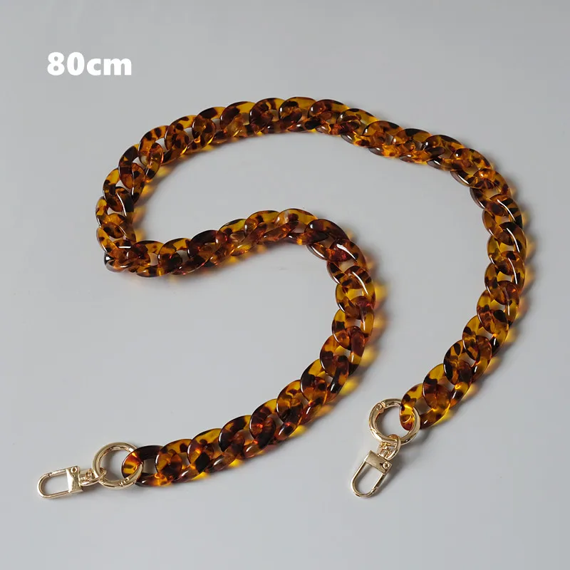 New Fashion Woman Handbag Accessory Chain Amber Leopard Acrylic Resin Chain Luxury Strap Women Clutch Shoulder Purse Chain