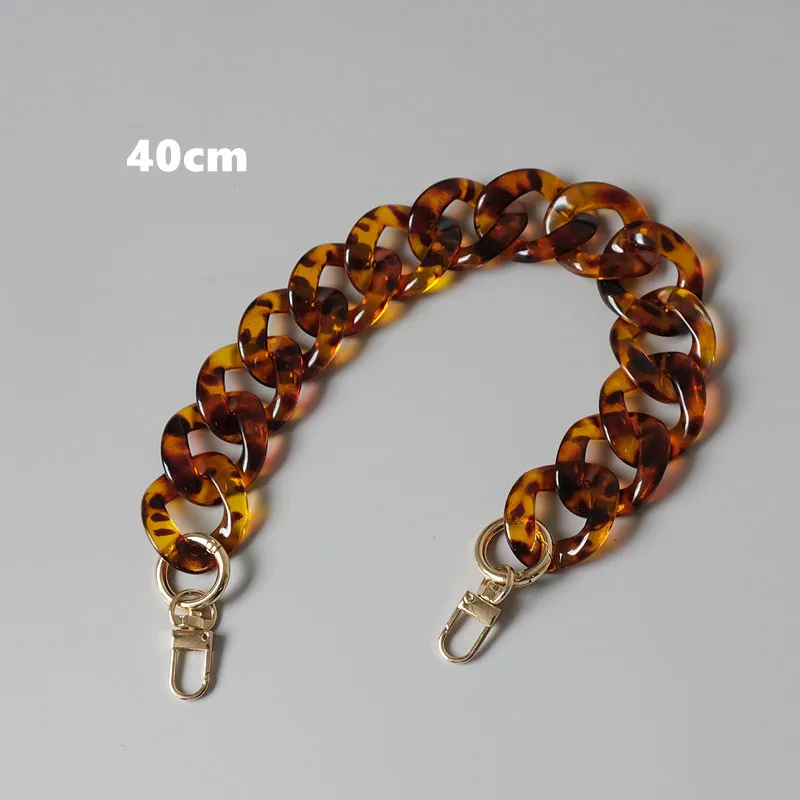 New Fashion Woman Handbag Accessory Chain Amber Leopard Acrylic Resin Chain Luxury Strap Women Clutch Shoulder Purse Chain