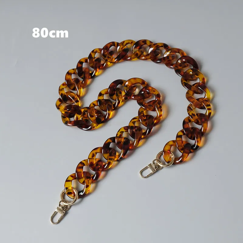 New Fashion Woman Handbag Accessory Chain Amber Leopard Acrylic Resin Chain Luxury Strap Women Clutch Shoulder Purse Chain