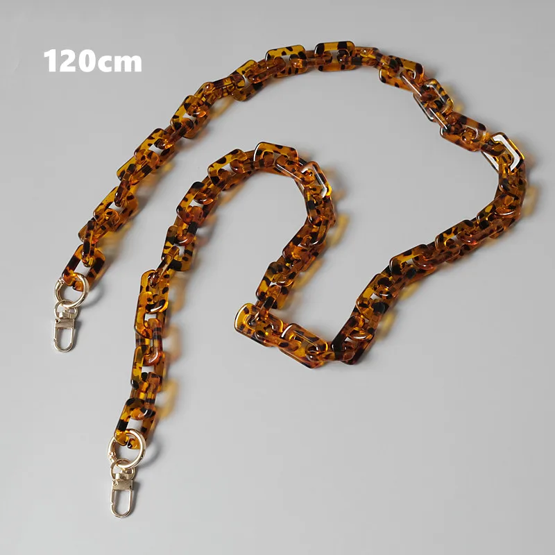 New Fashion Woman Handbag Accessory Chain Amber Leopard Acrylic Resin Chain Luxury Strap Women Clutch Shoulder Purse Chain