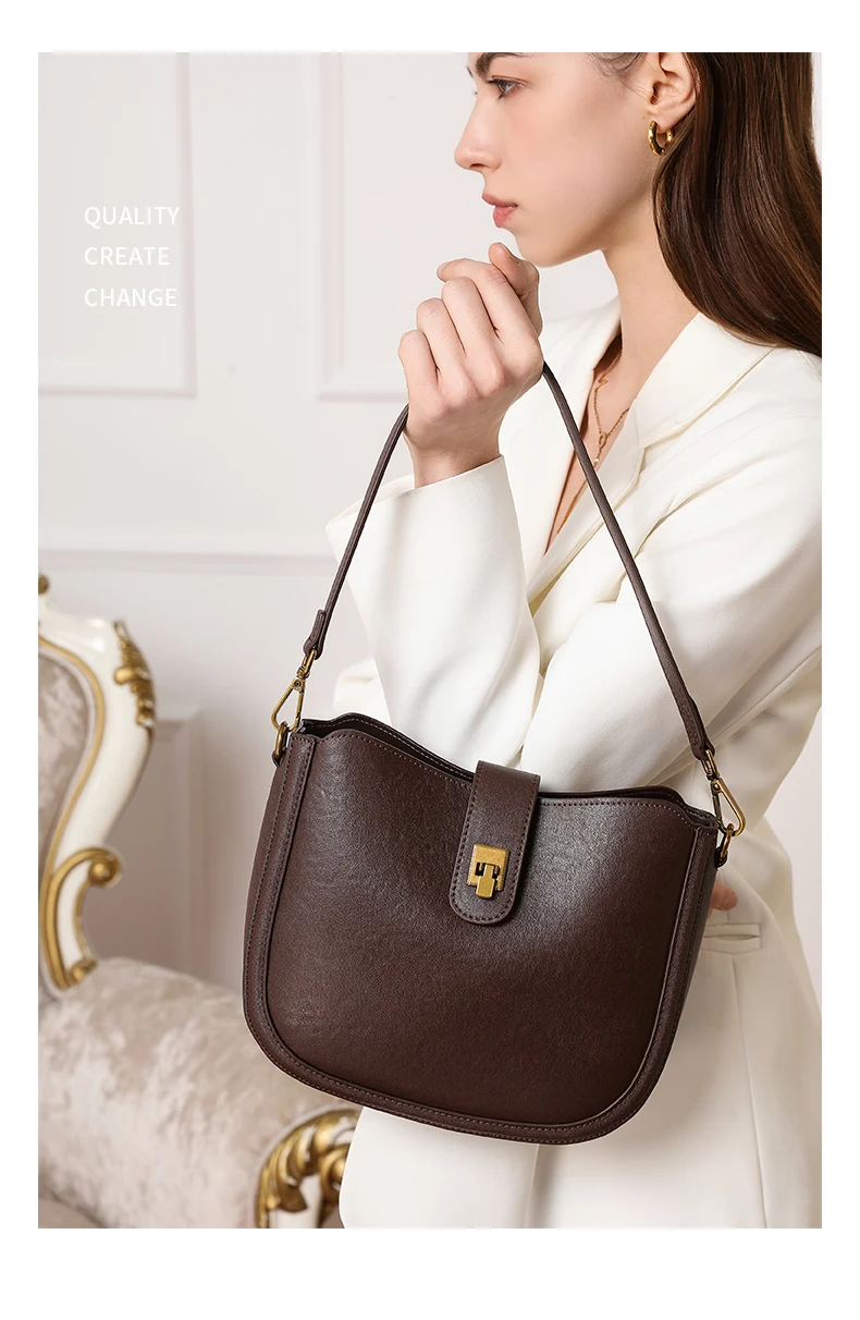 Women‘s Cowhide Genuine Leather Shoulder Bag Ladies Soft Natural Cow Leather Handbag Female Fashion Luxury Design Crossbody Bags