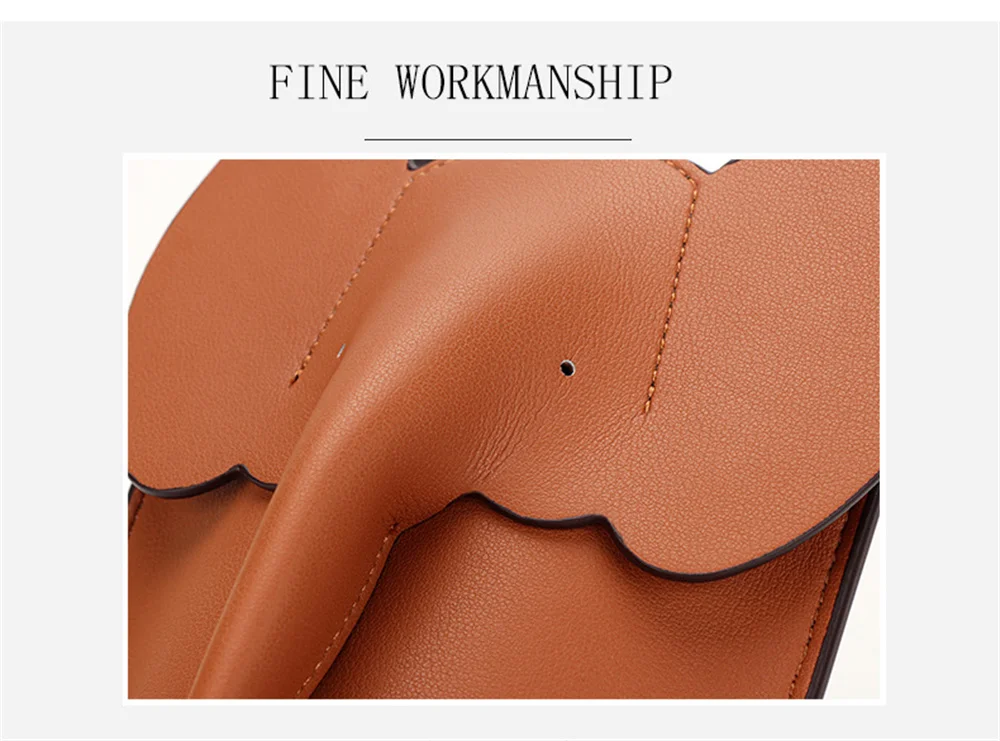 Genuine Leather Shoulder Bag Fashion Elephant Purse  Animal Shaped Purse Elephant Phone Bags