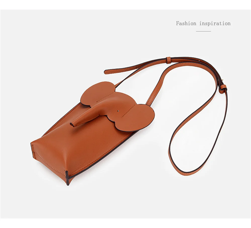 Genuine Leather Shoulder Bag Fashion Elephant Purse  Animal Shaped Purse Elephant Phone Bags