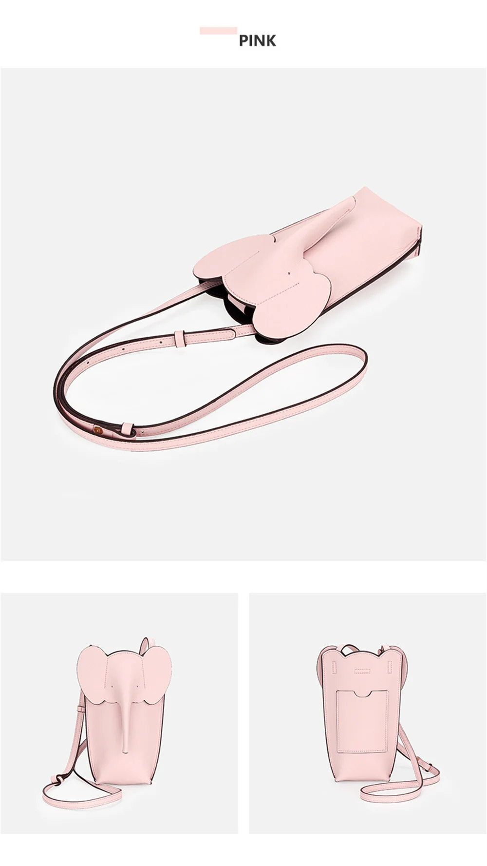 Genuine Leather Shoulder Bag Fashion Elephant Purse  Animal Shaped Purse Elephant Phone Bags