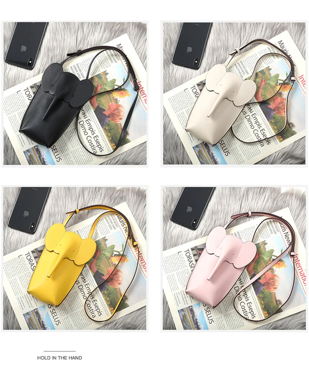 Genuine Leather Shoulder Bag Fashion Elephant Purse Animal Shaped Purse Elephant Phone Bags