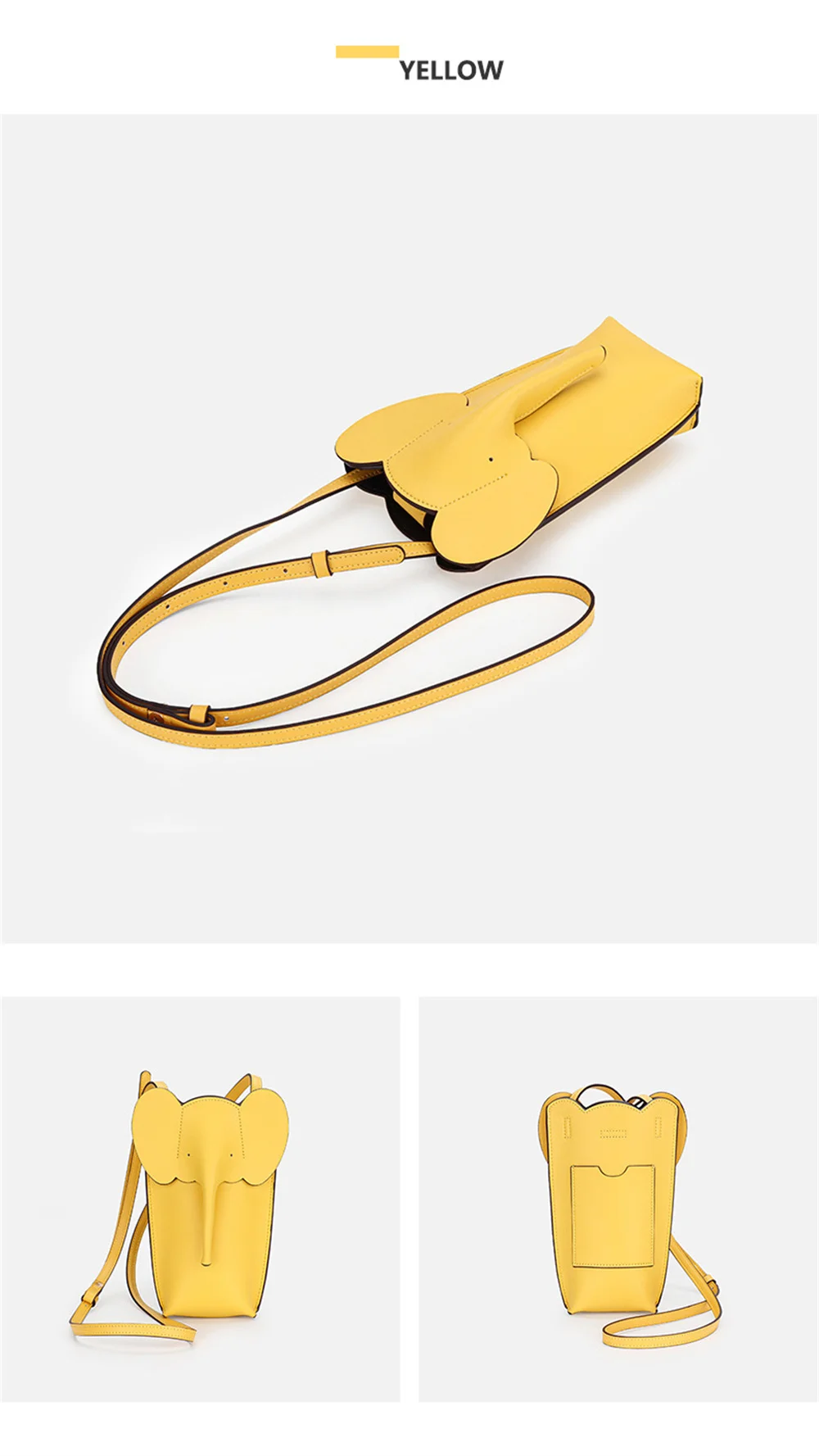 Genuine Leather Shoulder Bag Fashion Elephant Purse Animal Shaped Purse Elephant Phone Bags