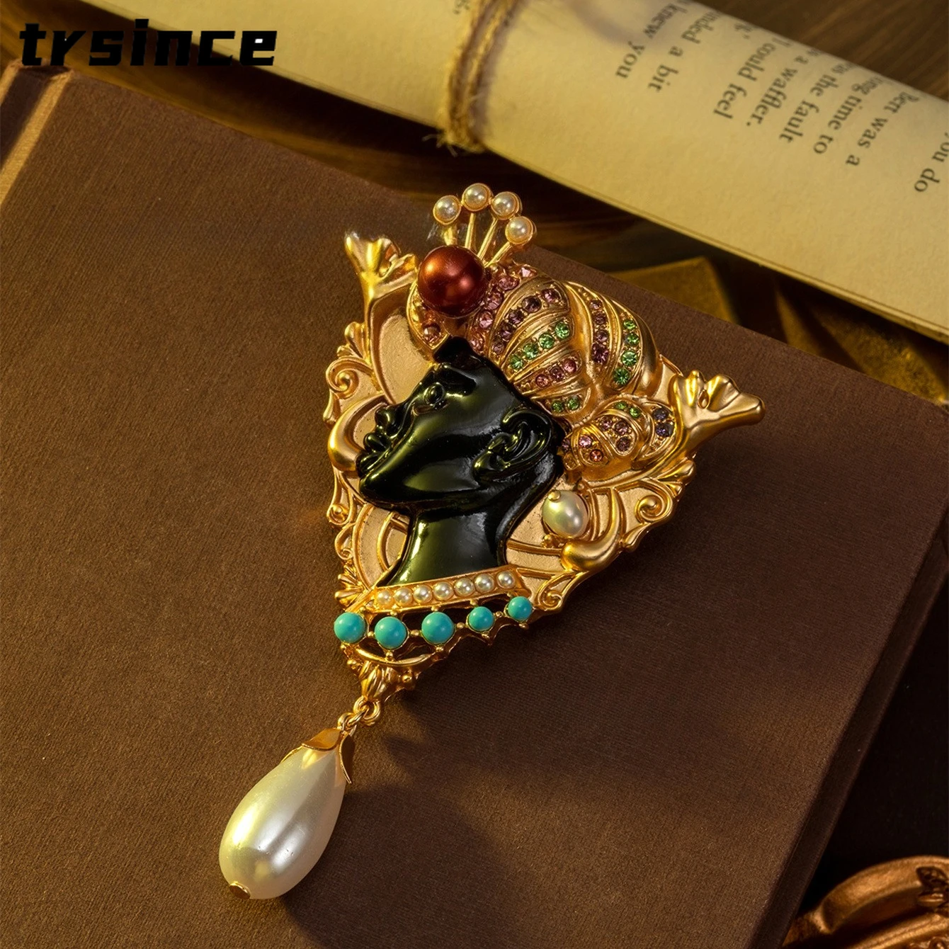 Vintage Heavy Industry Making Beauty Head Brooch Fashion Luxury Jewelry for Ladies Party Wedding Banquet Corsage Gifts