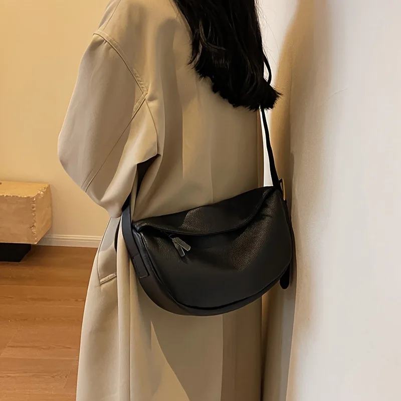 Fashionable Retro New Leather Bag, Women's Dumpling Bag, Shoulder Bags, Crossbody Bags, Trendy and Versatile Soft Leather Bag