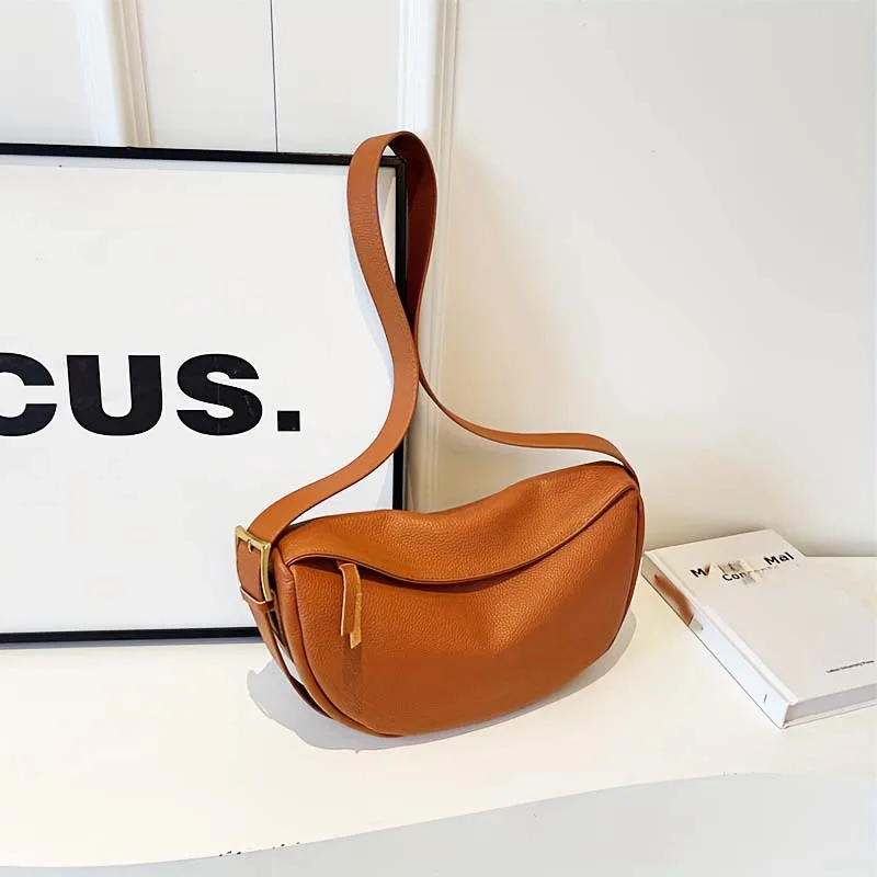 Fashionable Retro New Leather Bag, Women's Dumpling Bag, Shoulder Bags, Crossbody Bags, Trendy and Versatile Soft Leather Bag