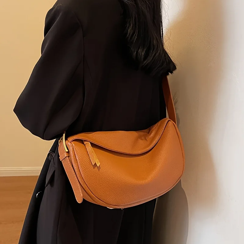 Fashionable Retro New Leather Bag, Women's Dumpling Bag, Shoulder Bags, Crossbody Bags, Trendy and Versatile Soft Leather Bag