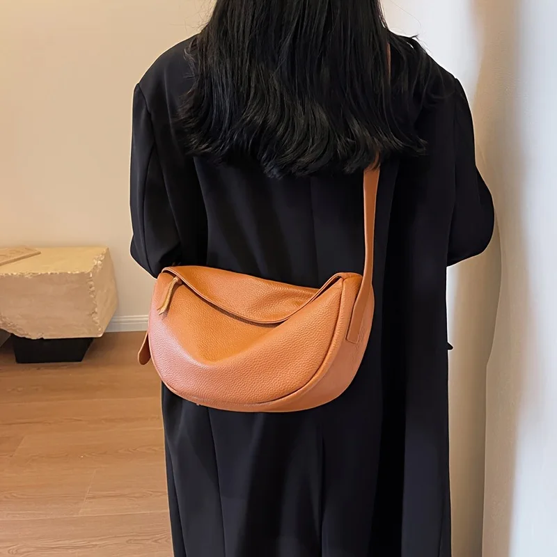 Fashionable Retro New Leather Bag, Women's Dumpling Bag, Shoulder Bags, Crossbody Bags, Trendy and Versatile Soft Leather Bag