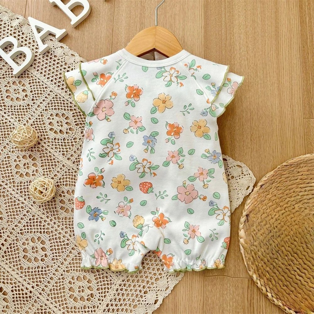2025 baby girl rompers summer short sleeve clothing cotton Girls Onesies toddlers clothes infant newborn overalls kids homewear