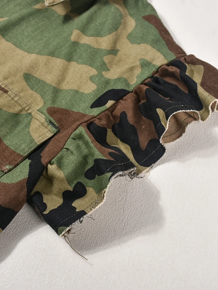 DEAT Fashion Women Jacket Turn-down Collar Butterfly Sleeve Single Breasted Camouflage Print Short Coat Spring 2025 New 17A7035