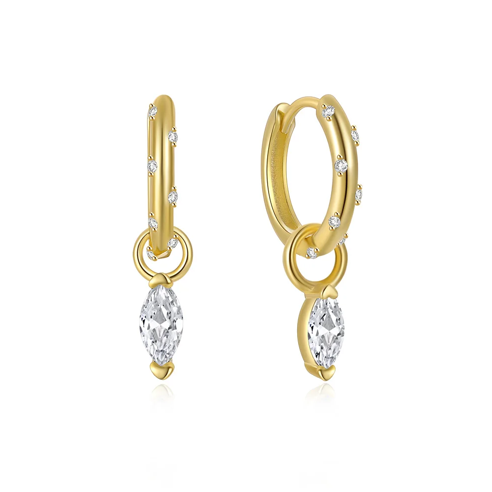 ROXI Rhombus Color Zircon Pendant Earrings 925 Sterling Silver Accessories Versatile Jewelry Ladies Classic Elegant Earrings
