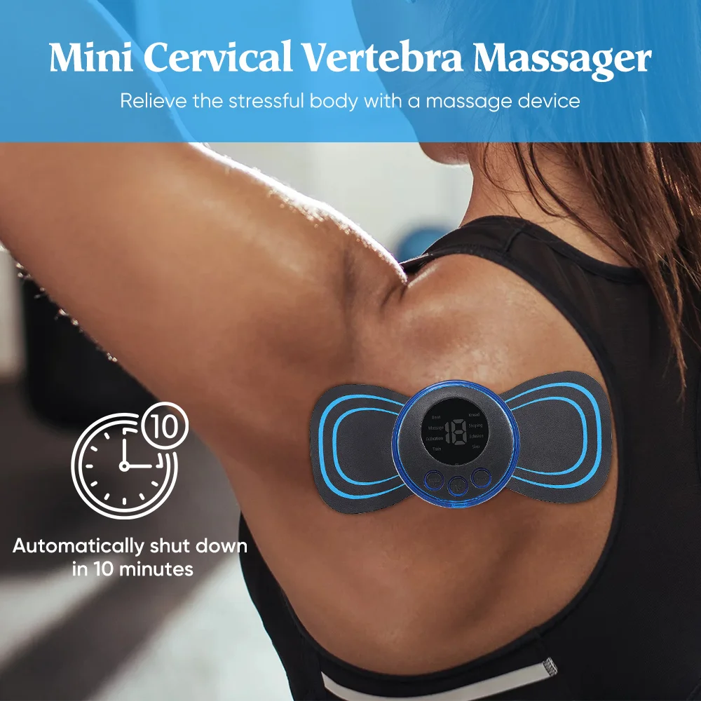 Electric Neck Massager EMS Muscle Massage Stimulator Low Frequency Instrument Back Cervical Calf Patches Pain Joints Mini Device