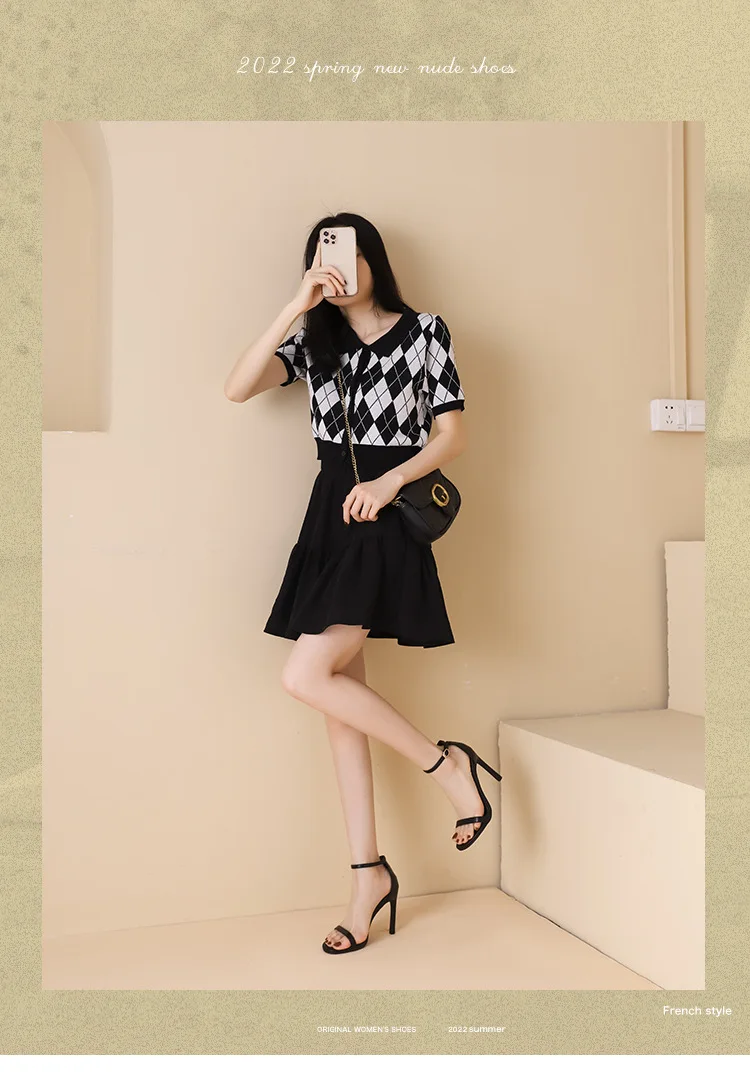 2025 Summer New 6cm High Heels Women's Sandals Solid Color One Word Buckle Ladies Slingback 10cm Super High Heels Dress Sandals