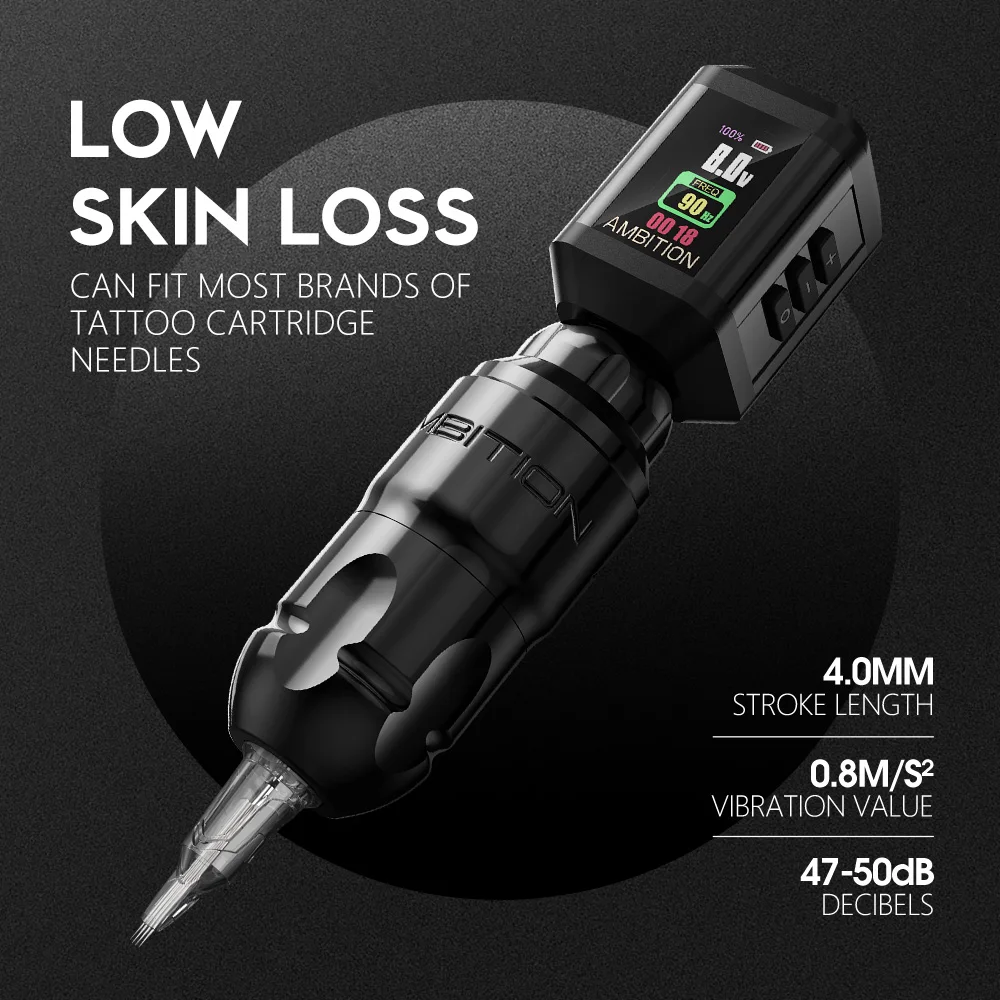 Ambition Lutin Stroke 4.0+3.5mm Straight Rod Rotaty Tattoo Machine Tattoo Pen Brushless Motor Match 2200mAh RCA Wireless Battery