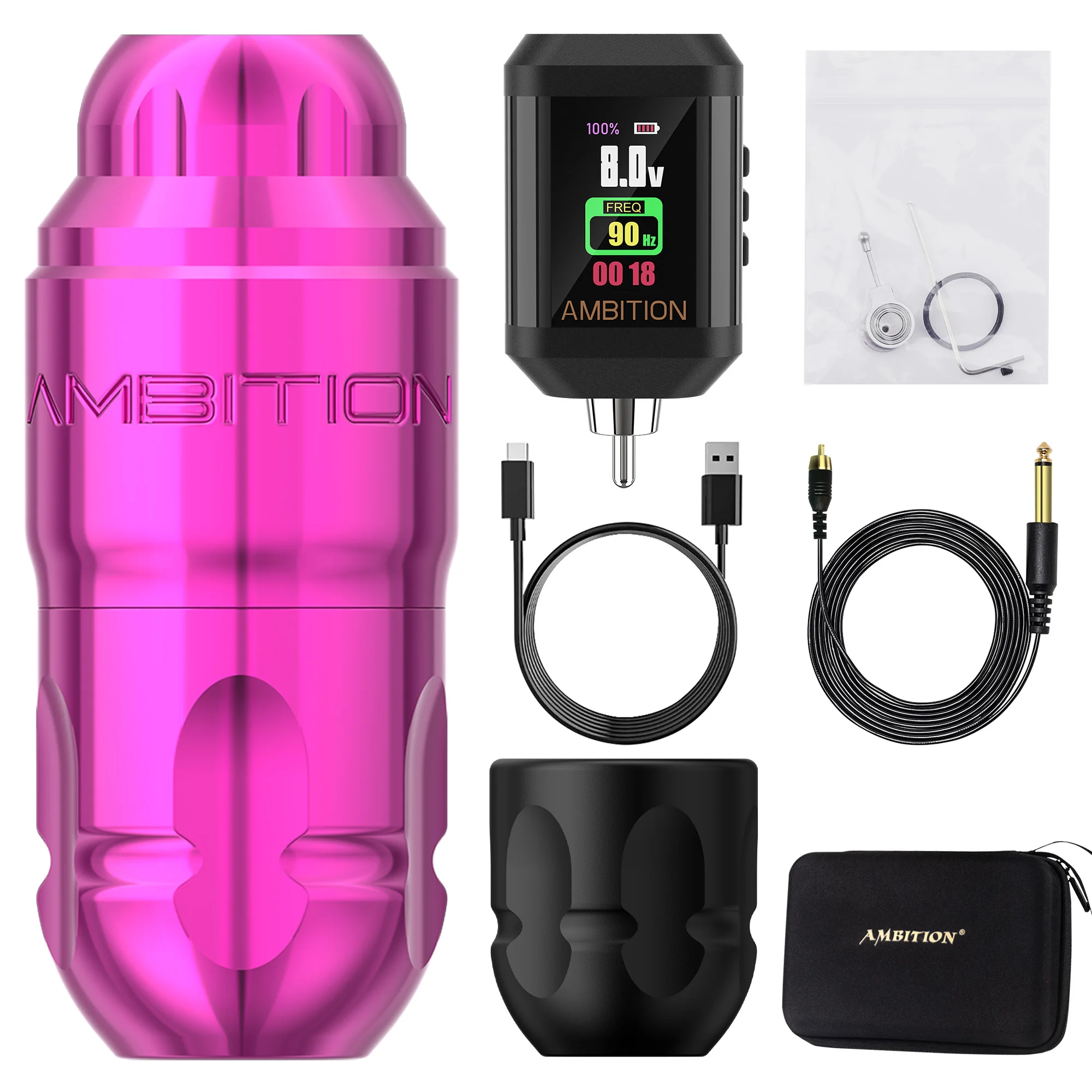 Ambition Lutin Stroke 4.0+3.5mm Straight Rod Rotaty Tattoo Machine Tattoo Pen Brushless Motor Match 2200mAh RCA Wireless Battery