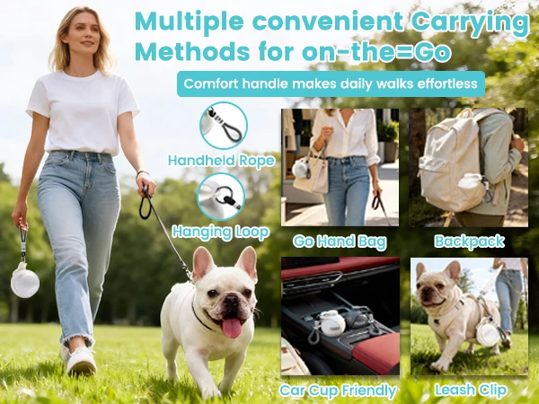 Portable Dog Water Bottle, 10 oz Stainless Steel Pet Travel Dispenser with Silicone Foldable Bowl, Leak Proof Tumbler