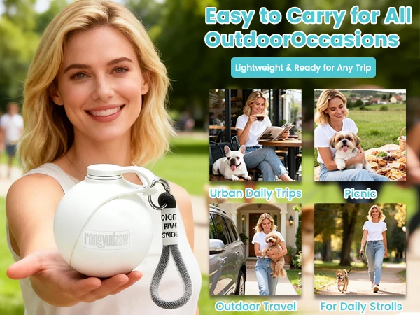 Portable Dog Water Bottle, 10 oz Stainless Steel Pet Travel Dispenser with Silicone Foldable Bowl, Leak Proof Tumbler