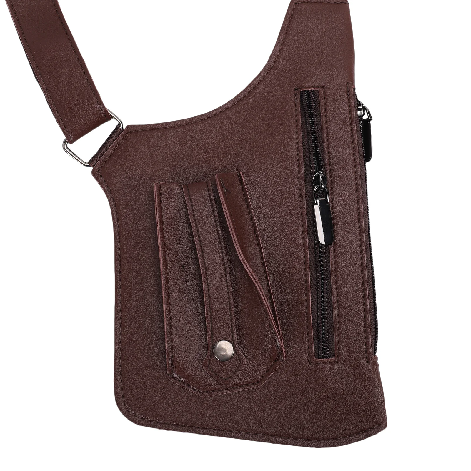 Double Shoulder Armpit Bag PU Adjustable Anti Theft Underarm Wallet Security Pouch with Dual Pockets for Men Women