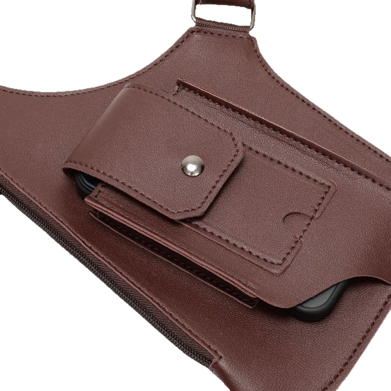 Double Shoulder Armpit Bag PU Adjustable Anti Theft Underarm Wallet Security Pouch with Dual Pockets for Men Women