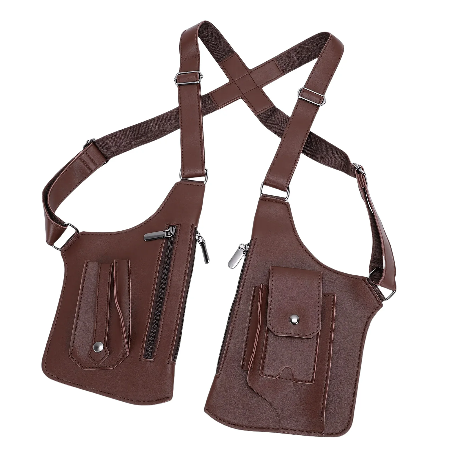 Double Shoulder Armpit Bag PU Adjustable Anti Theft Underarm Wallet Security Pouch with Dual Pockets for Men Women