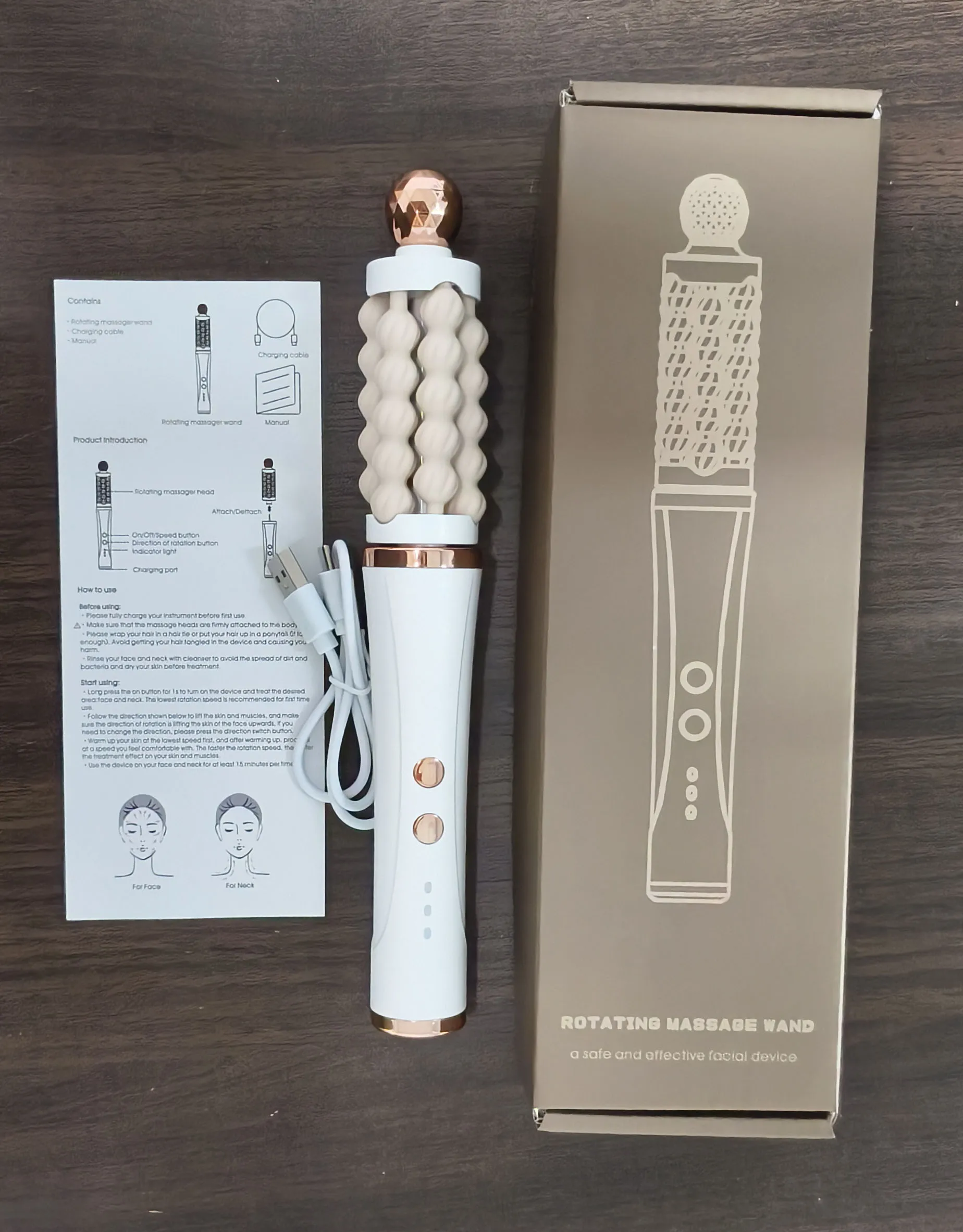 New 3D Wave Roller Rotation Massager Luxury Facial Lifting and Massage Stick Beauty Wand Facial Shaping Lifting Skin Tightening