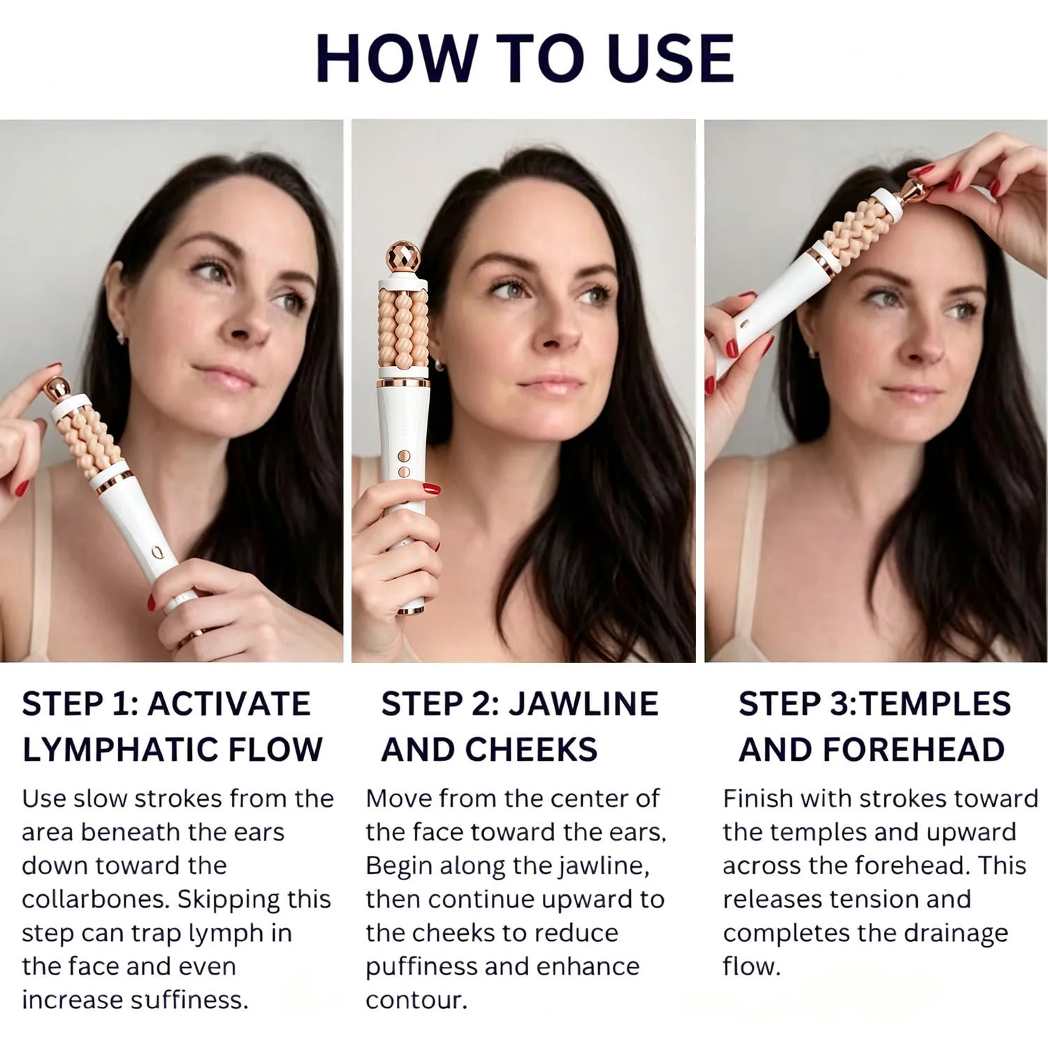 New 3D Wave Roller Rotation Massager Luxury Facial Lifting and Massage Stick Beauty Wand Facial Shaping Lifting Skin Tightening