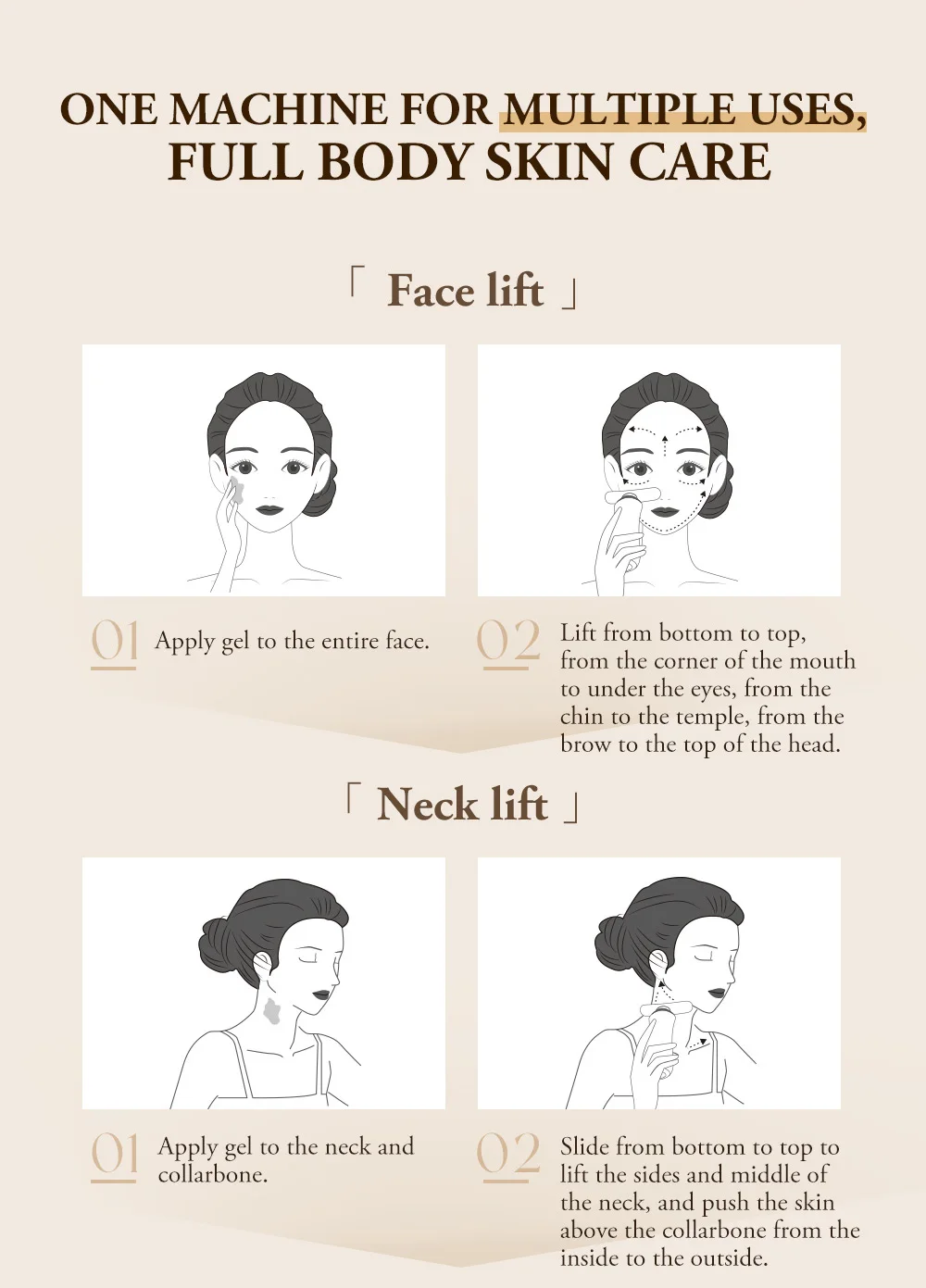 ANLAN Dual Polar Neck Beauty Device with 24K Gold Anti-aging Remove Double Chin Facial Lifting 5 Color LED Warm Facial Massager