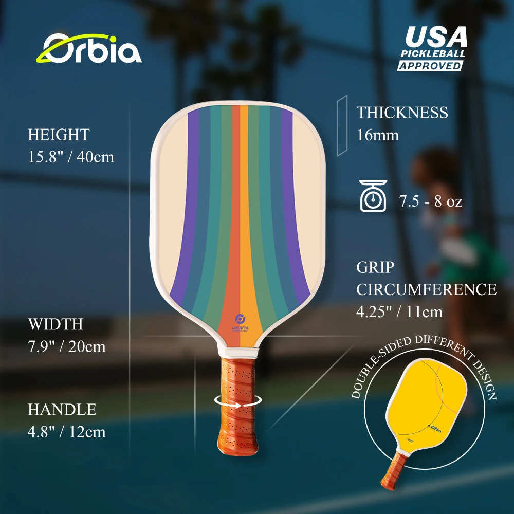 Orbia Sports Glass Fiber Pickleball Paddle Custom Logo Textrue Graphic Pro Pickleball Paddle 16MM