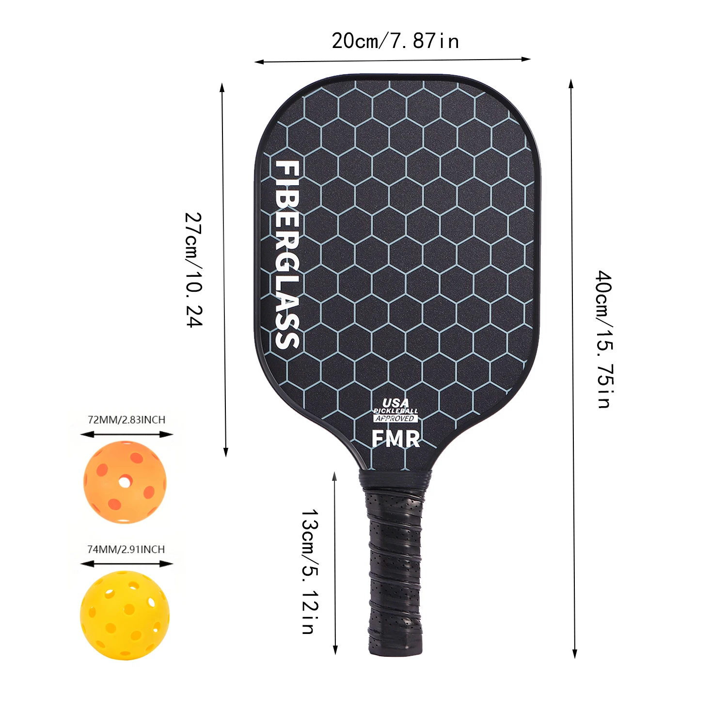 Pickleball Paddles Set of 2 USAPA Approved Fiberglass Pickle Ball Paddles with 4 Pickle Balls Durable Racket for Beginners