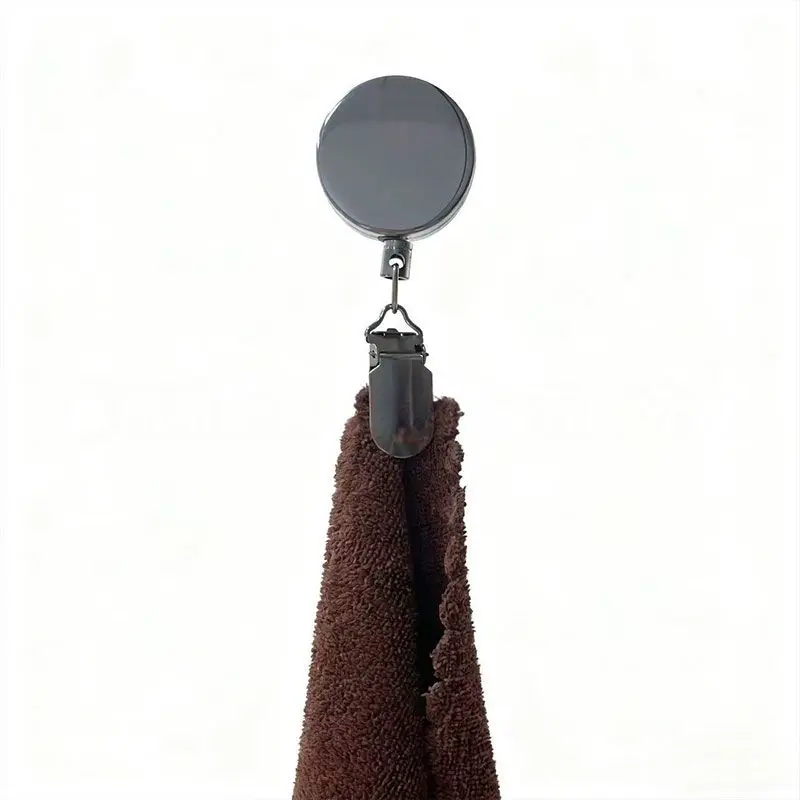 1pcs Automatic Retractable Towel Rack Self-Adhesive Wall-Mounted Hand Towel Holder Clips Bathroom Kitchen Organiser