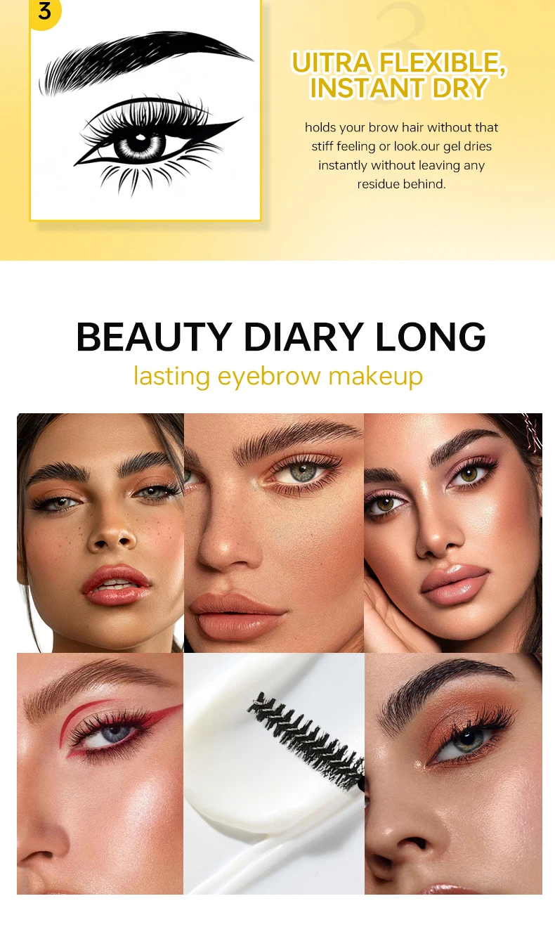 O'CHEAL 3D Eyebrow Gel Colorless Transparent Create Natural Eyebrows Quick-dry Waterproof Long-lasting Thick Full Eyebrow Makeup
