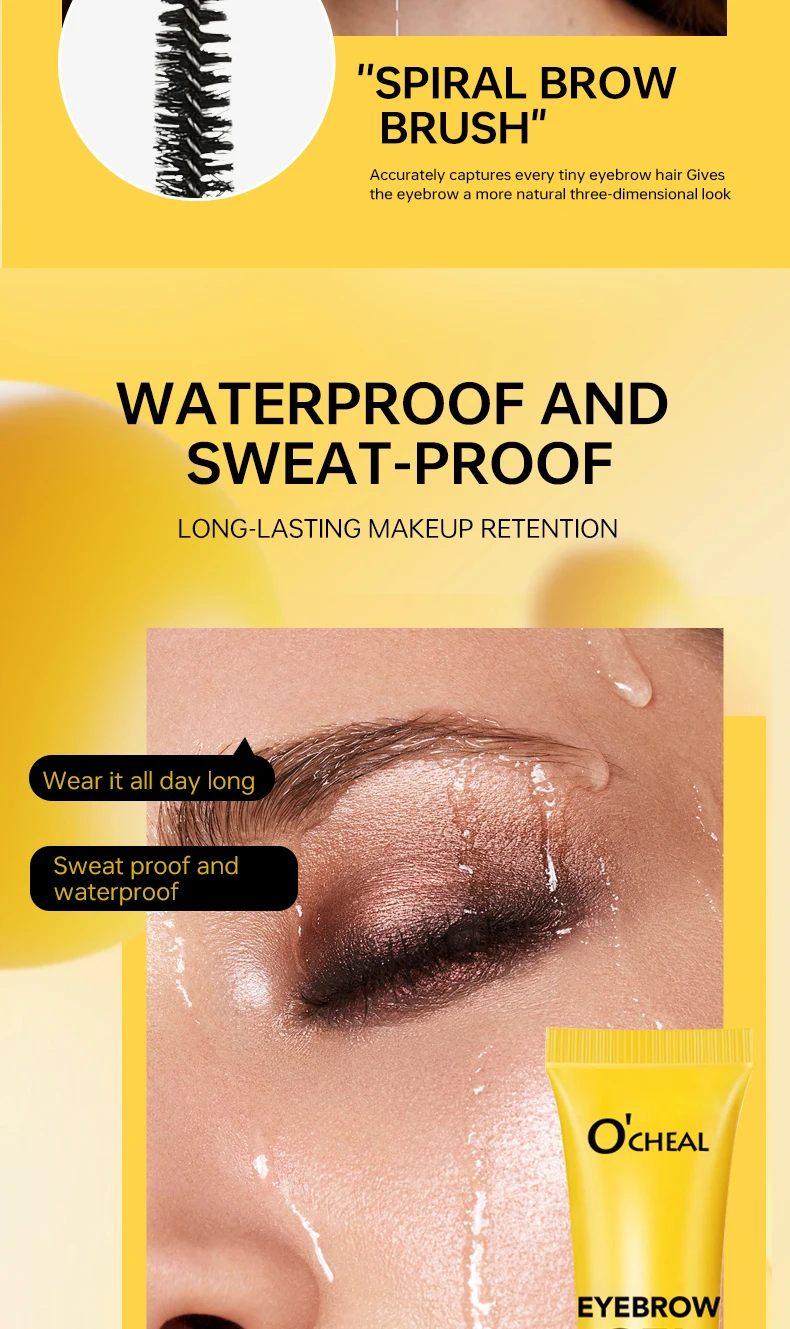 O'CHEAL 3D Eyebrow Gel Colorless Transparent Create Natural Eyebrows Quick-dry Waterproof Long-lasting Thick Full Eyebrow Makeup