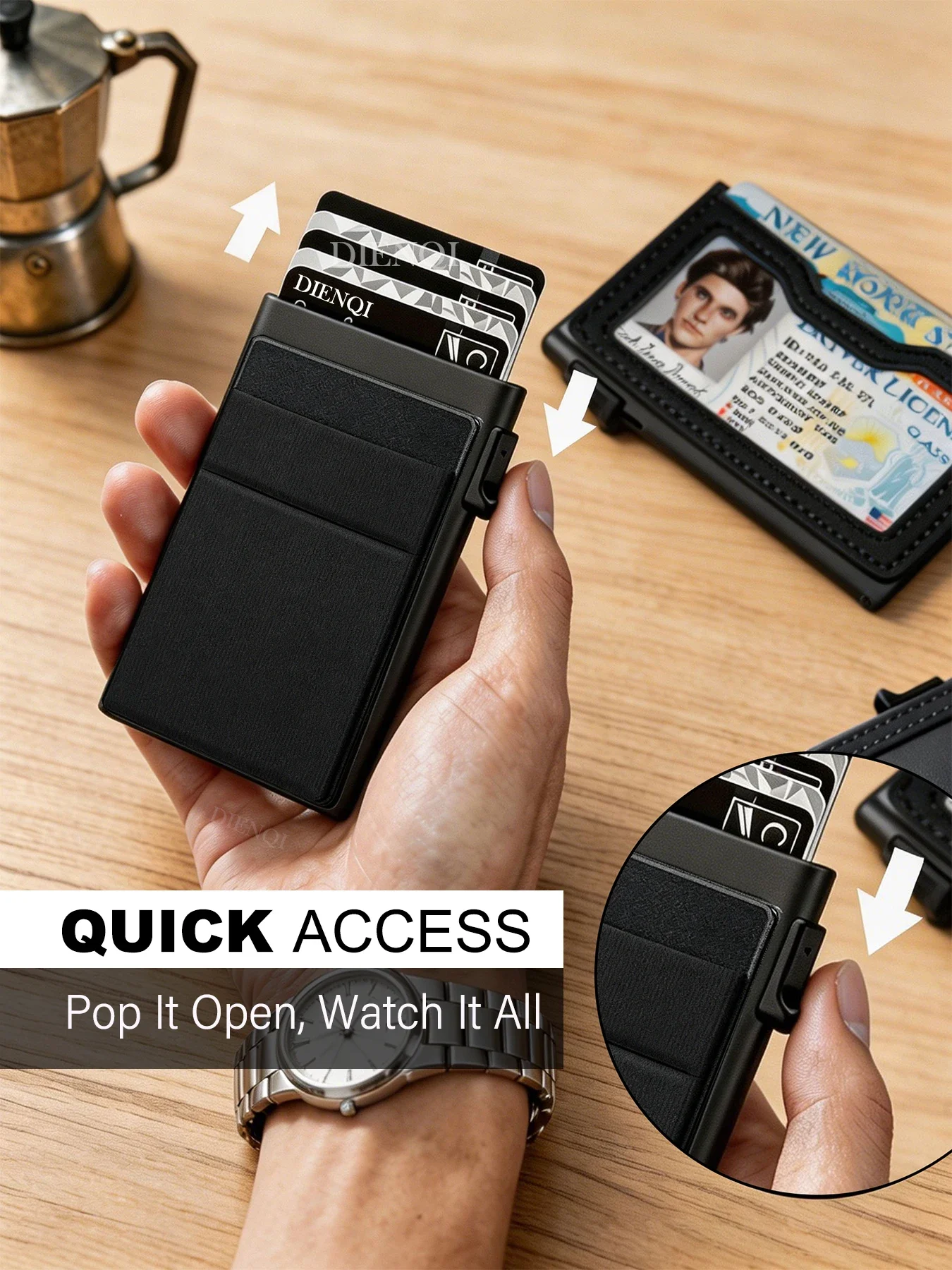 Men's Minimalist Wallet Slim Rfid Credit Card Holder Men Women Metal Wallets Automatic Pop Up Case Bank ID Cardholer Billetera