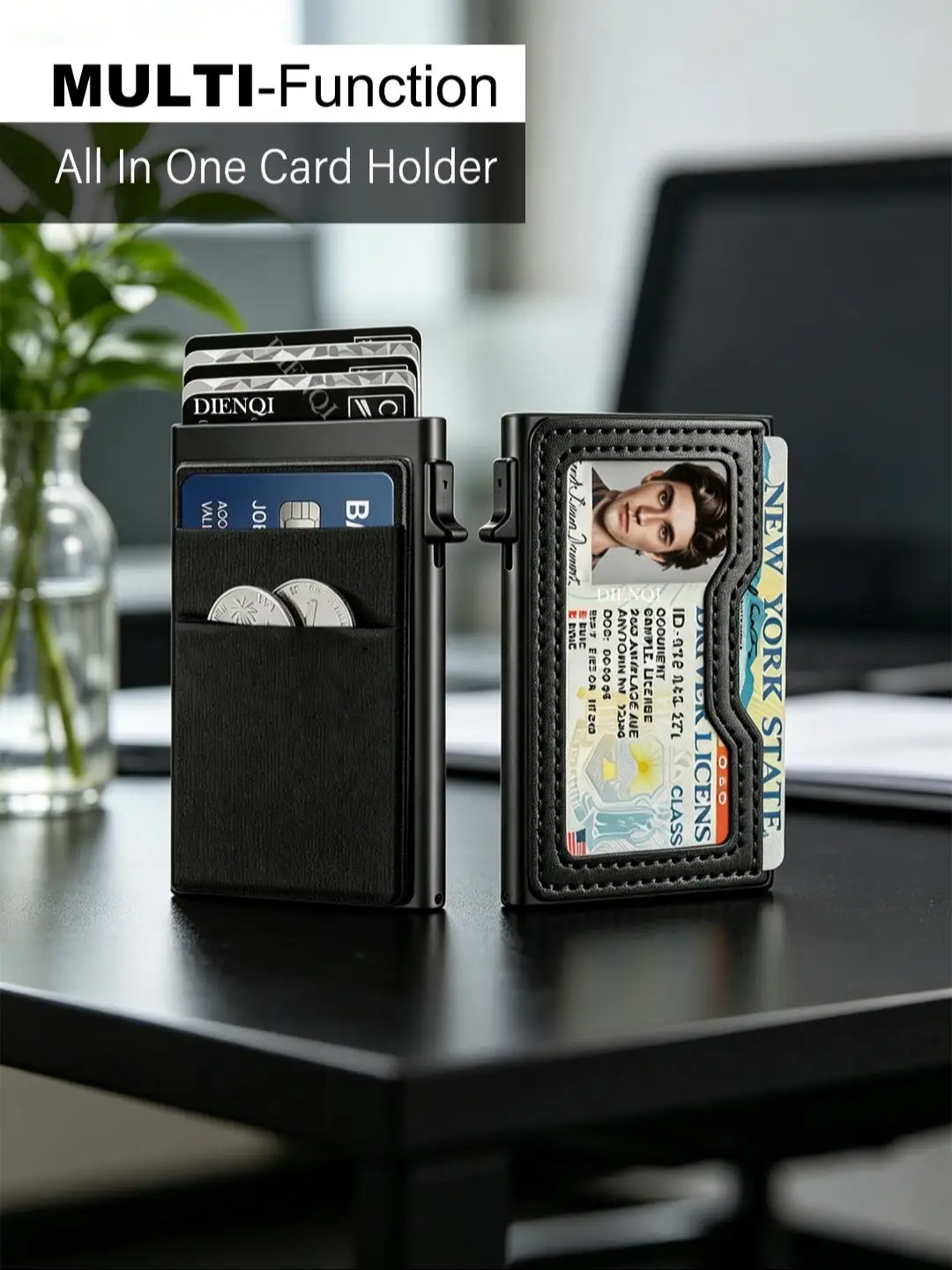 Men's Minimalist Wallet Slim Rfid Credit Card Holder Men Women Metal Wallets Automatic Pop Up Case Bank ID Cardholer Billetera