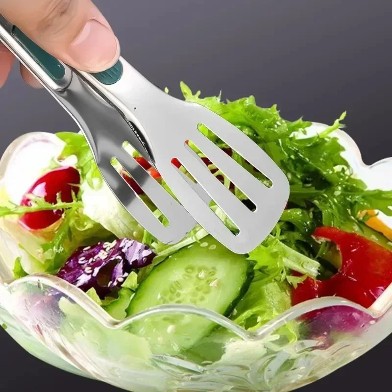 Stainless Steel Food Tongs Household Kitchen Thickened Heat-resistant Steak Tongs Food Buffet Barbecue Roasted Meat Bread Clips