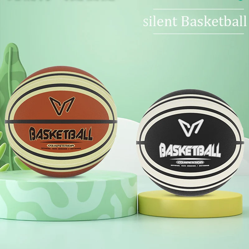 Silent Basketball with Cloth Cover No Bounce Noise Practice Training Ball for Kids PU Foam Soft Touch Perfect for Apartment