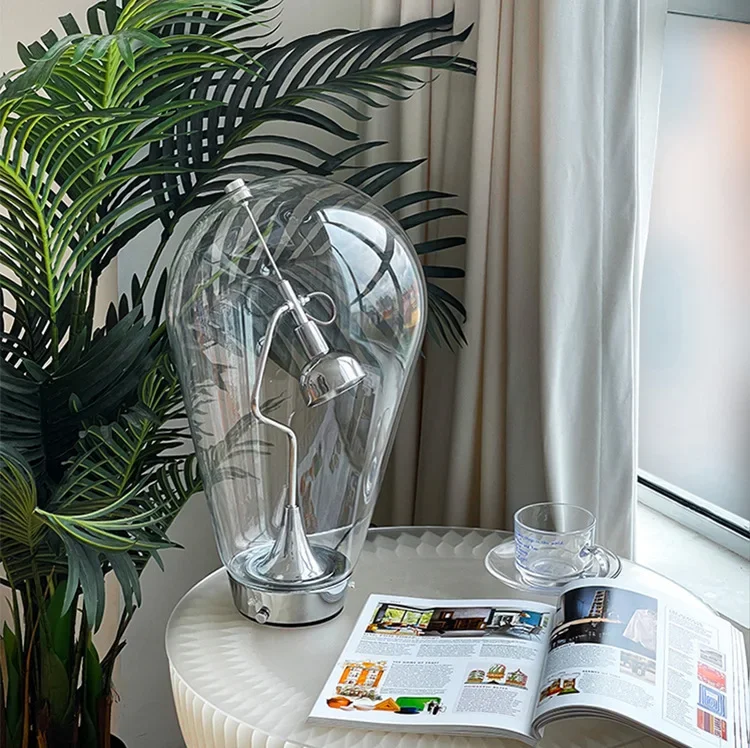 Italian Luxury Glass Desk Lamp Creative Designer Office Desk  Bedroom Bedside Touch Dimming Reading Lamp
