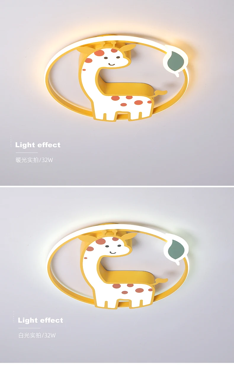 Designer Led Ceiling Light Girl Bedroom Chandelier Kids Baby Boy Room Decor Cute Giraffe Ceiling Lamp Plafon RC Dimmable