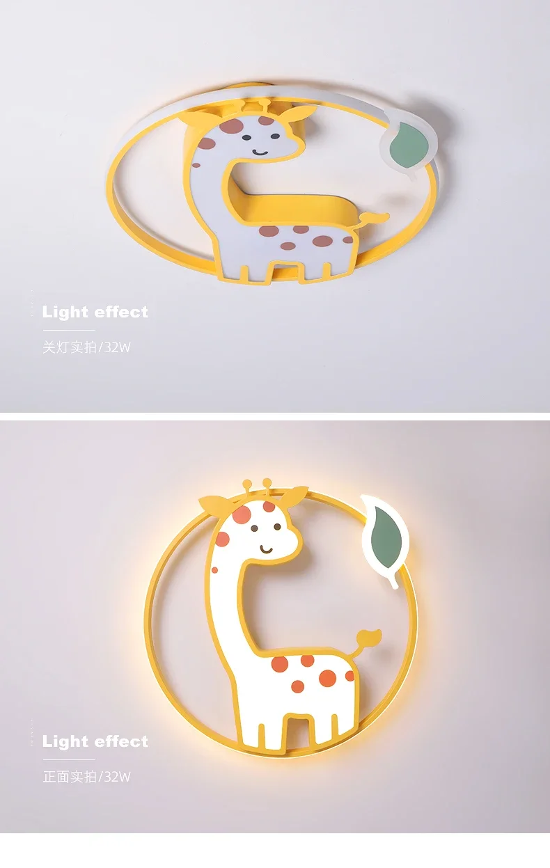 Designer Led Ceiling Light Girl Bedroom Chandelier Kids Baby Boy Room Decor Cute Giraffe Ceiling Lamp Plafon RC Dimmable