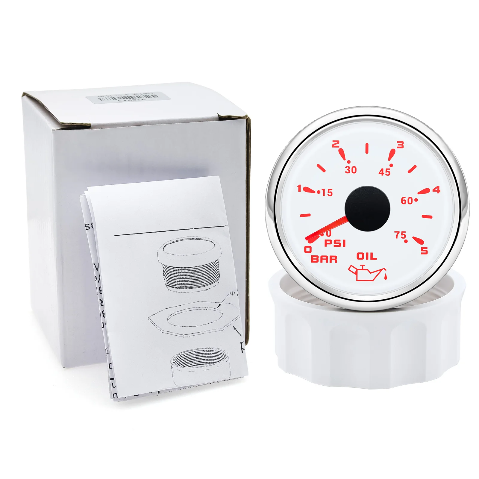 Custom Auto Car 52mm Oil Pressure Gauge+Sensor 7 Color Backlight 0~5Bar 0-10Bar Oil Press Meter with Sensor Marine Boat 12V24V