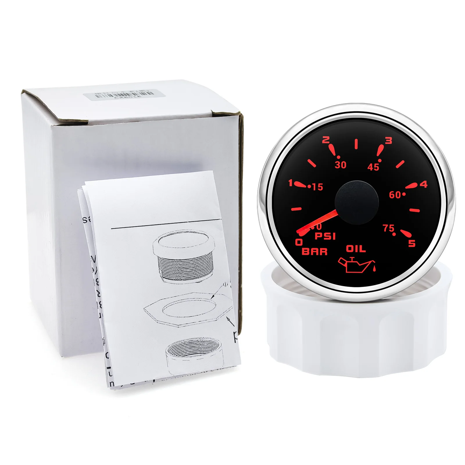 Custom Auto Car 52mm Oil Pressure Gauge+Sensor 7 Color Backlight 0~5Bar 0-10Bar Oil Press Meter with Sensor Marine Boat 12V24V