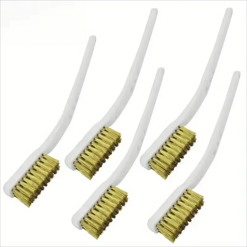 1/3/5pcs Mini Copper Plating Brass Wire Brush Set for Paint & Rust Removal Industrial Metal Polishing Burr Cleaning Tool