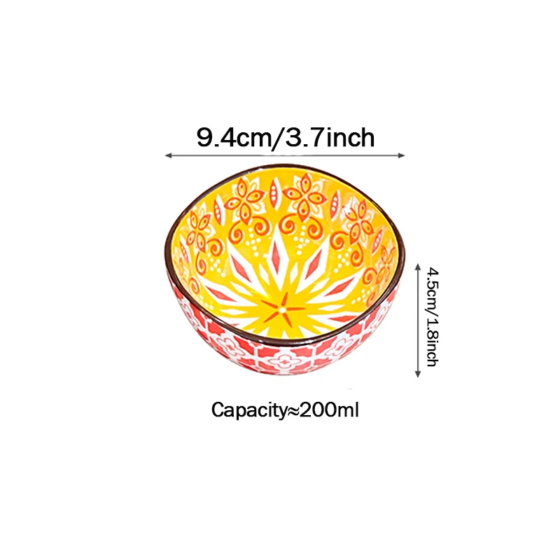 3/6PCS Bohemian Ceramic Sauce Bowls - Small Dishes for Home Cooking, Sushi, BBQ,Snacks | Dishwasher/Microwave Safe for Home
