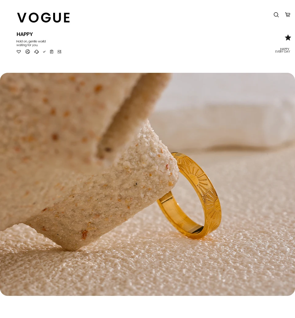 Yhpup Minimalist Stainless Steel Sun Round Finger Ring Individualistic Chic Water Resistant Jewelry Accessories