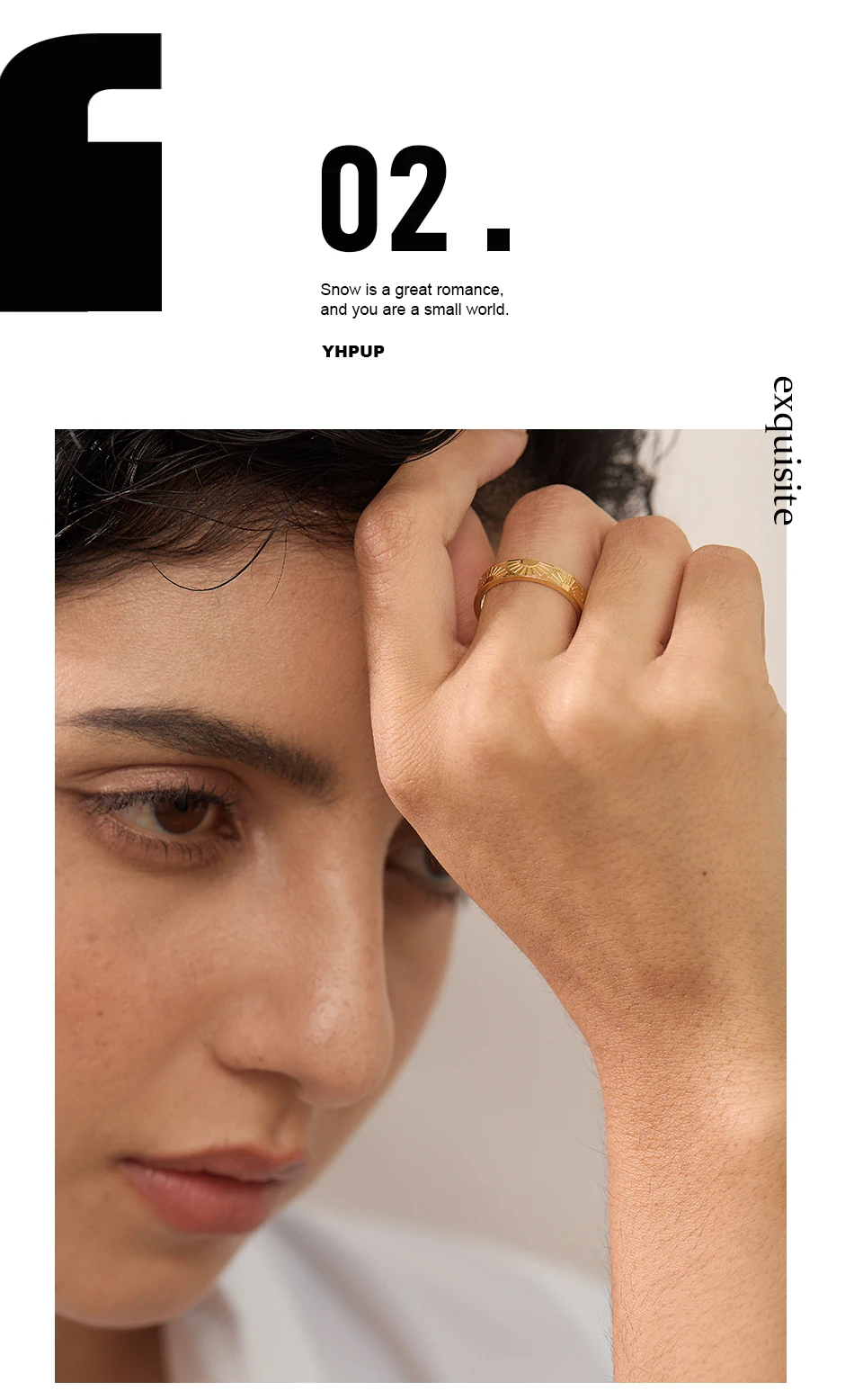 Yhpup Minimalist Stainless Steel Sun Round Finger Ring Individualistic Chic Water Resistant Jewelry Accessories