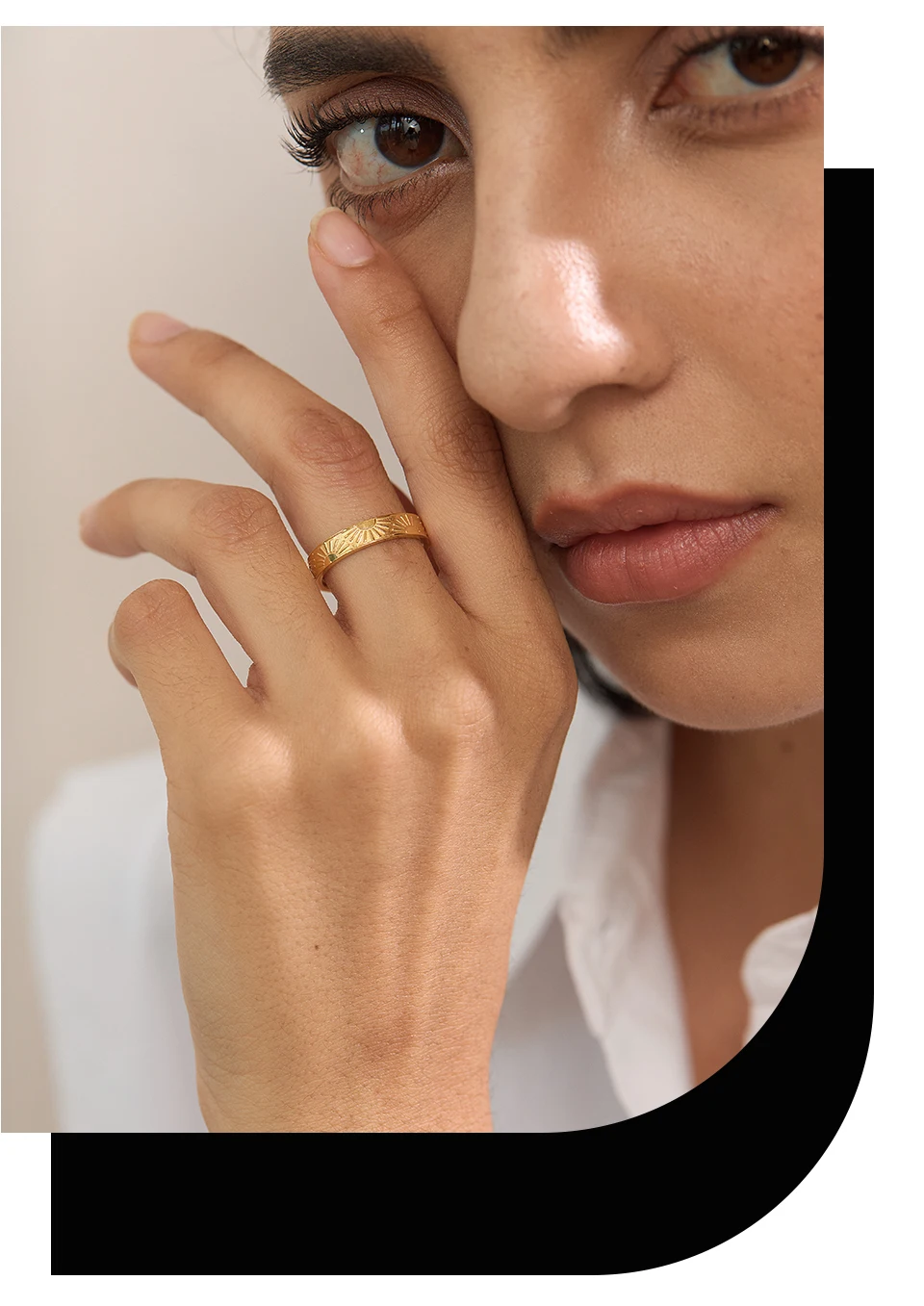 Yhpup Minimalist Stainless Steel Sun Round Finger Ring Individualistic Chic Water Resistant Jewelry Accessories